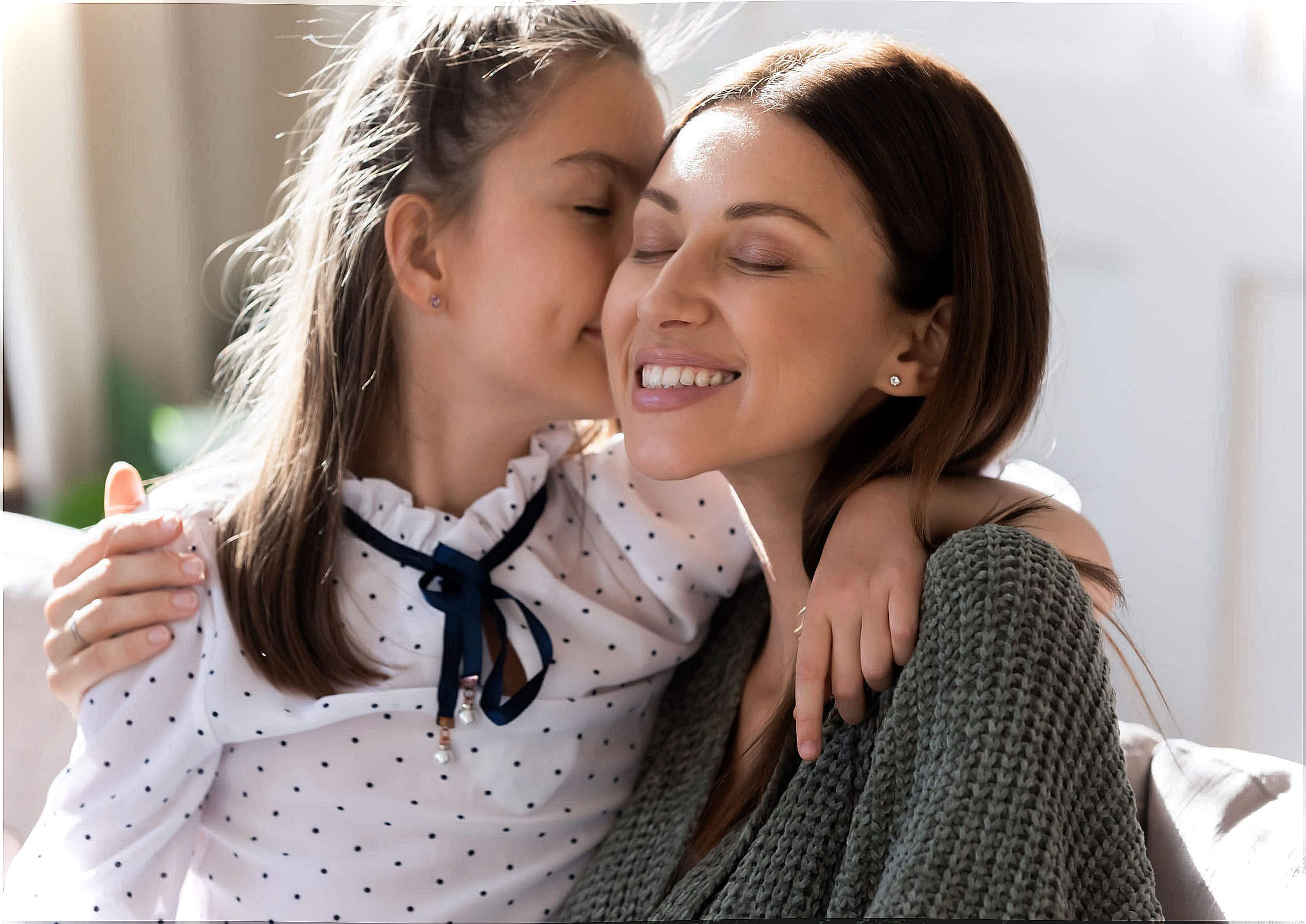 Mother generating self-confidence in her daughter.