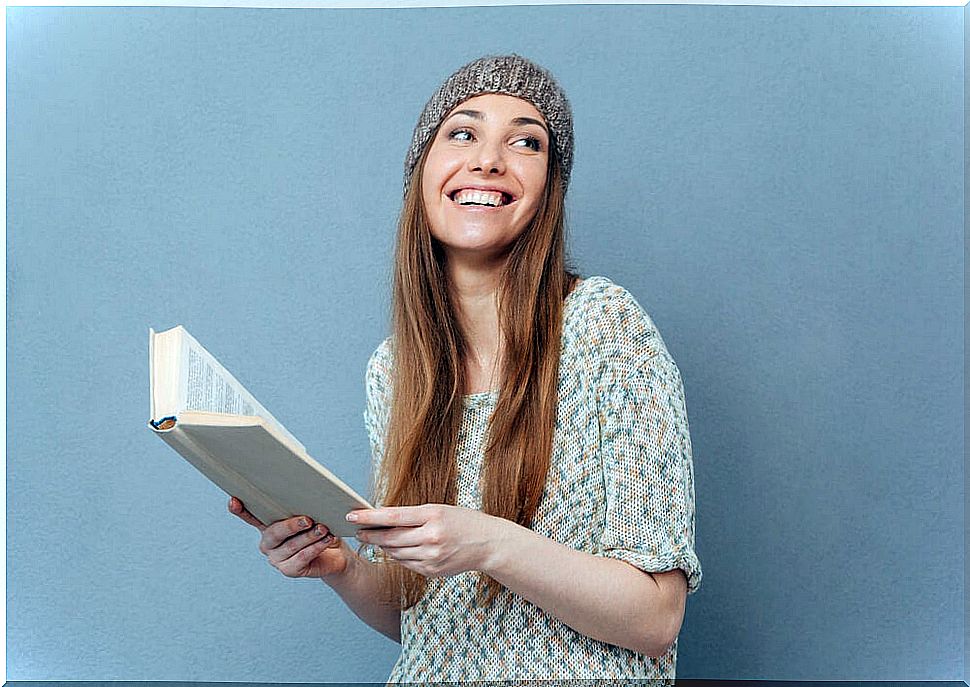 Teenager reading a book to expand vocabulary in high school.