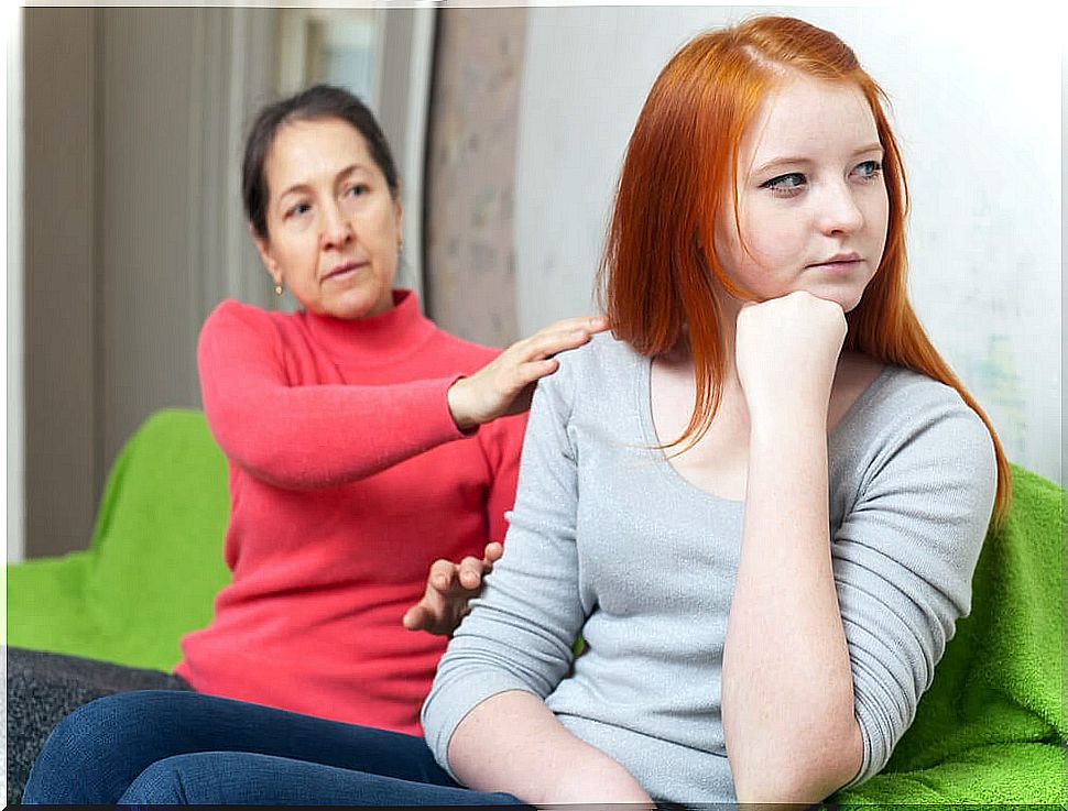 Mother trying to talk to her teenage daughter to start stress inoculation.